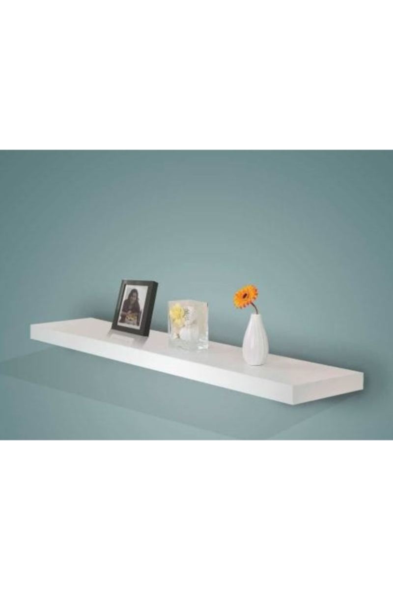 50 X 15 Gizli Bağlantılı Duvar Rafı ( Mat Beyaz )