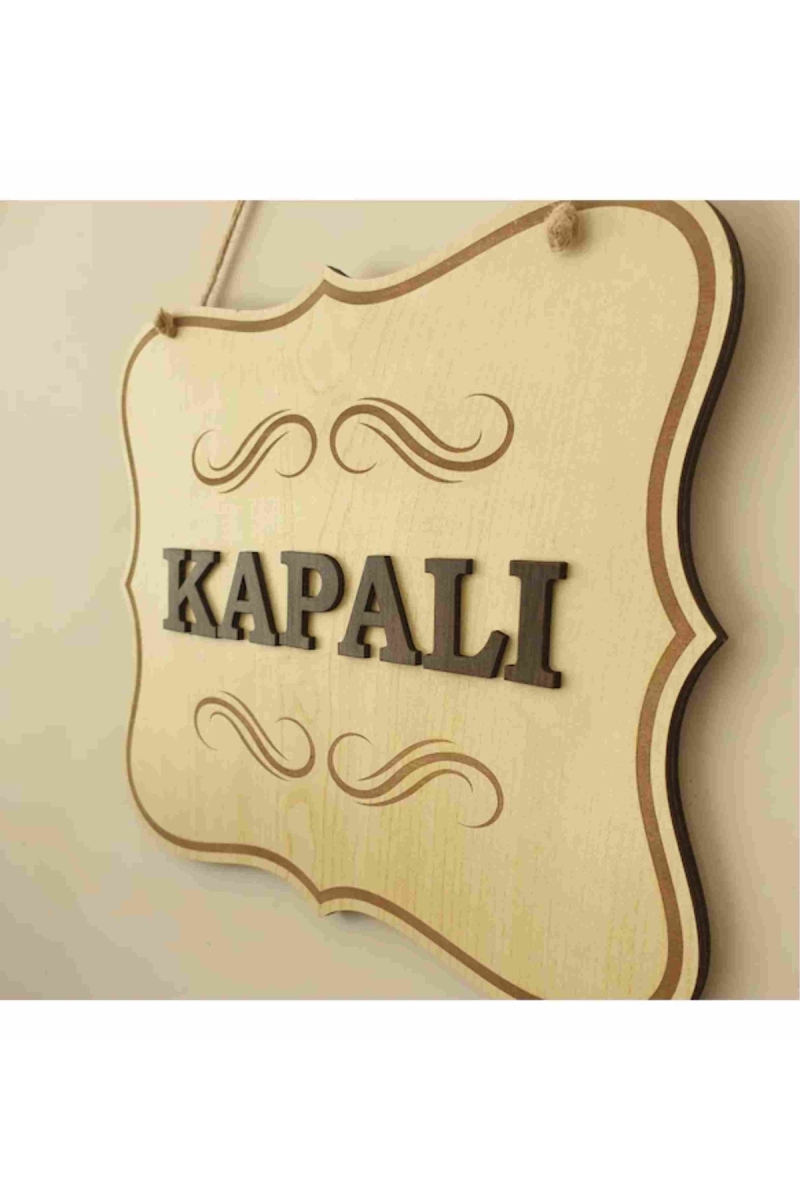 Açık Kapalı Yazılı Levha Ahşap Kabartma Mağaza Kapı Yönlendirme.