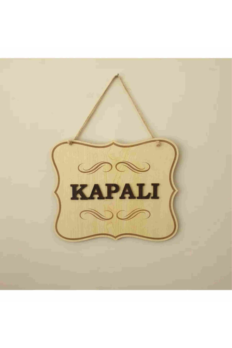 Açık Kapalı Yazılı Levha Ahşap Kabartma Mağaza Kapı Yönlendirme.
