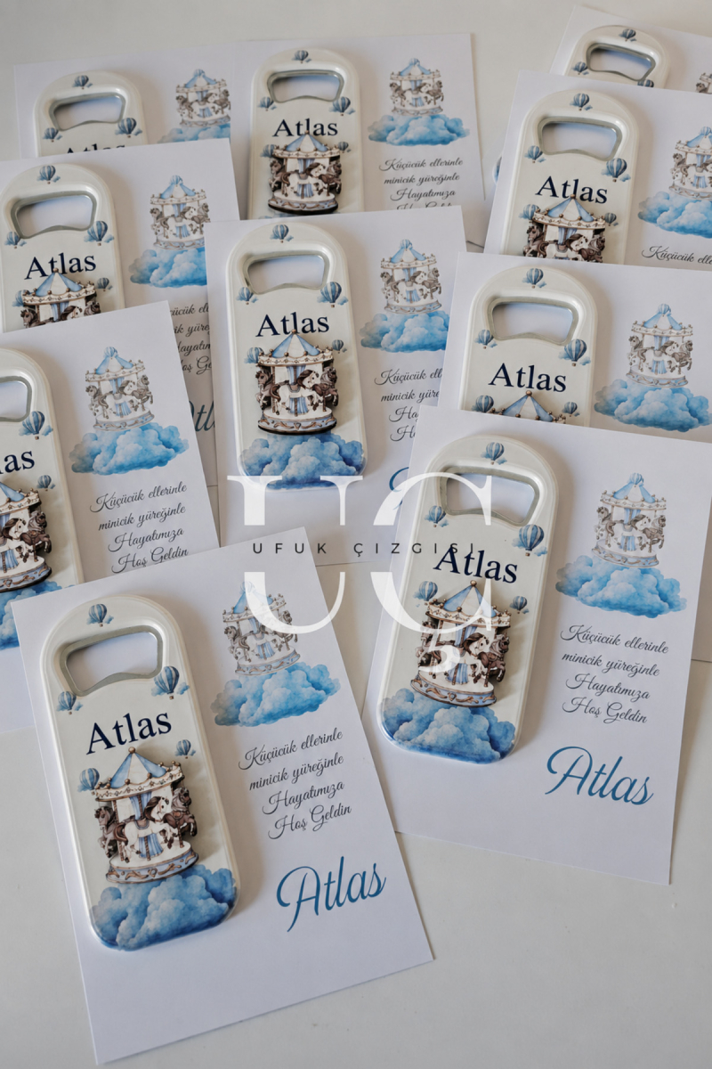 Atlı karınca temalı erkek bebek açacak hediyelik Magnet 20 lipaket