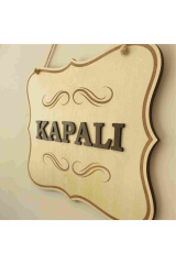 Açık Kapalı Yazılı Levha Ahşap Kabartma Mağaza Kapı Yönlendirme.