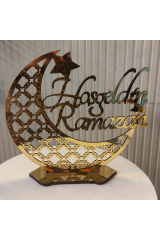 altın pleksi Hoşgeldin Ramazan hilal süsü dekoratif