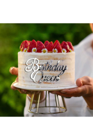 BİRTHDAY QUEEN GÜMÜŞ PASTA ÖNÜ PLEKSİ YAZI,PASTA YAZISI,DOĞUM GÜNÜ PLEKSİ,PASTA ÜSTÜ YAZI