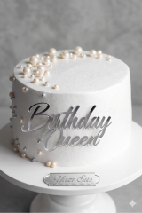 Birthday Queen Gümüş Pleksi Pasta Önü Yazısı | Doğum Günü Pasta Süsü