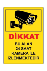 Bu Alan Kamera ile izlenmektedir 16x24 Cm Boyut A4 Folyo Baskı