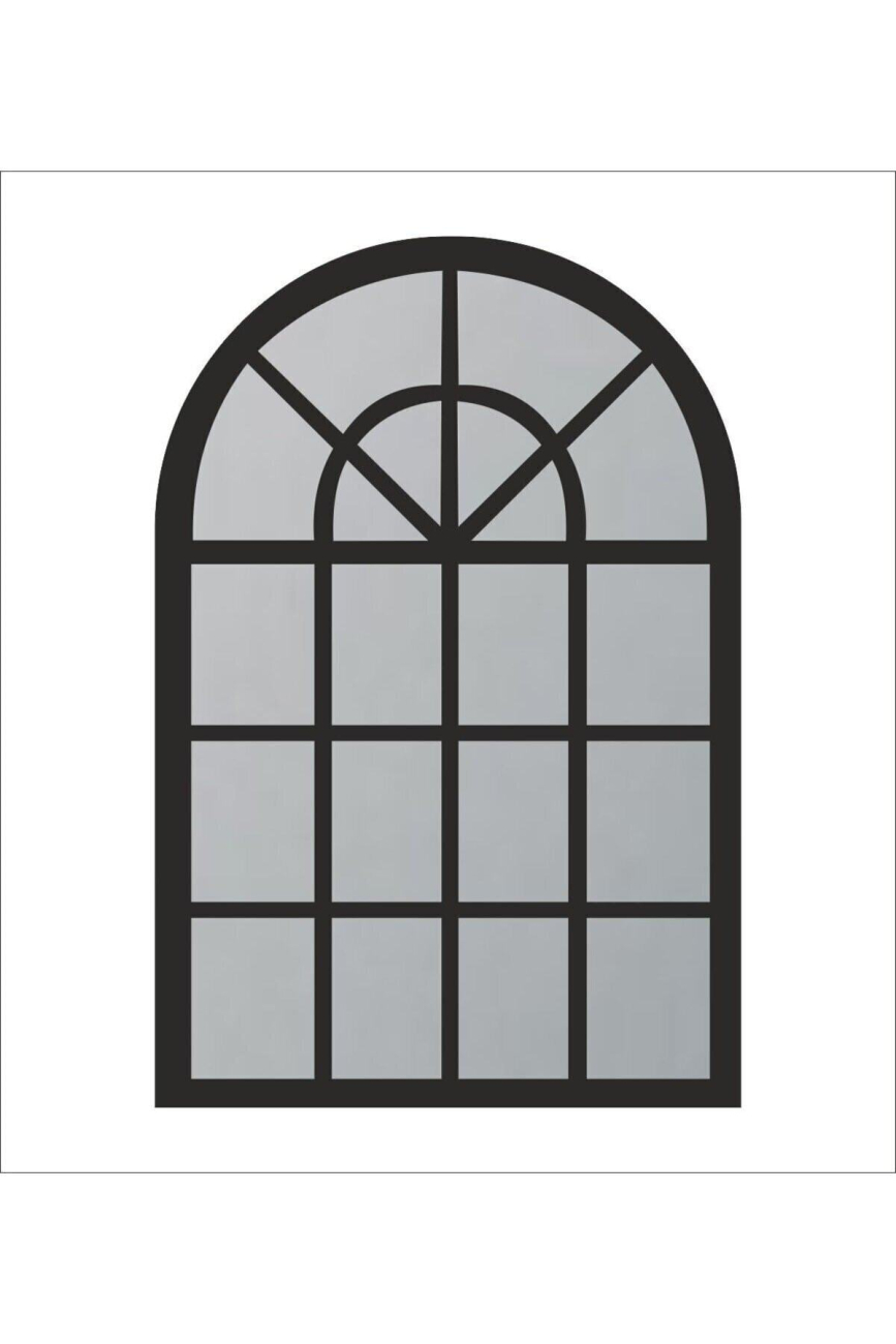 Dekoratif Hint Penceresi Aynalı Pleksi Dekoratif Oval Ahşap Çerçeve 80x60 Cm