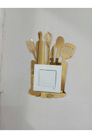 Dekoratif Mutfak Priz Kenarı Süsü Altın Pleksi 1 Adet 13x20cm ( Kendinden Yapışkanlı )