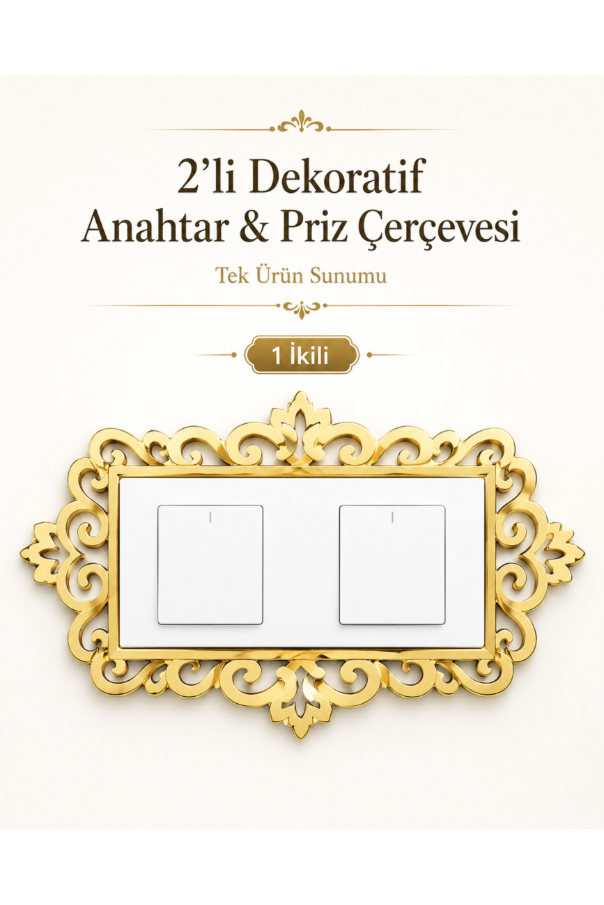 Gold Dekoratif Anahtar Priz Çerçevesi 2'li