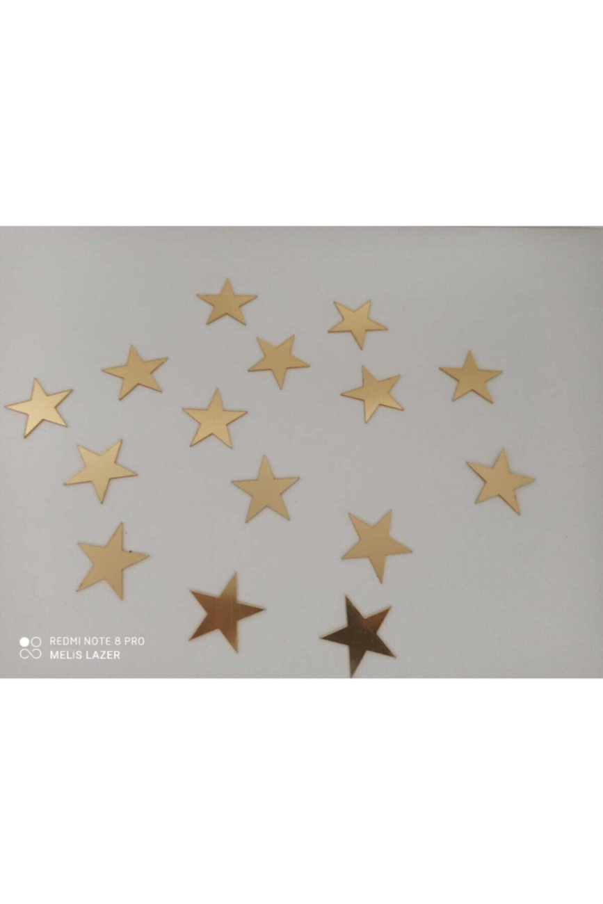 Gold Pleksi Yıldız 3,5 Cm (yapışkanlı) 10 Adet