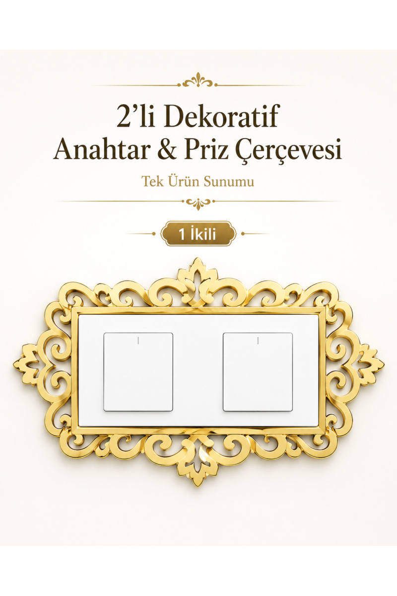 Gold Dekoratif Anahtar Priz Çerçevesi 2'li