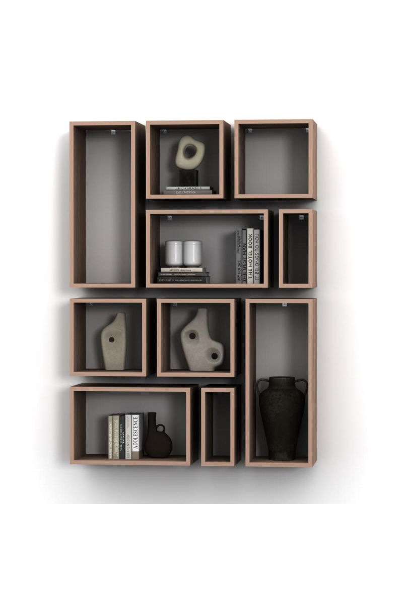 KUTU RAF - MODEL 9 ( DERİNLİK 20 CM ) HARELİ CEVİZ (MAT)