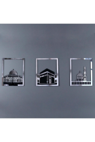 Mescid-i Aksa, Mescid-i Haram & Mescid-i Nebevi Kare 3'lü Set Islami Dekor