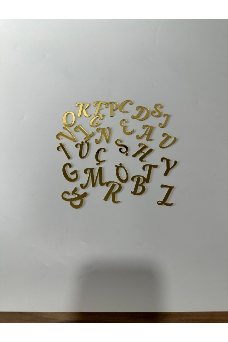Pleksi Alfabe Harfler ( Tüm Alfabe ) Yapışkanlı Altın Renk 4 Cm