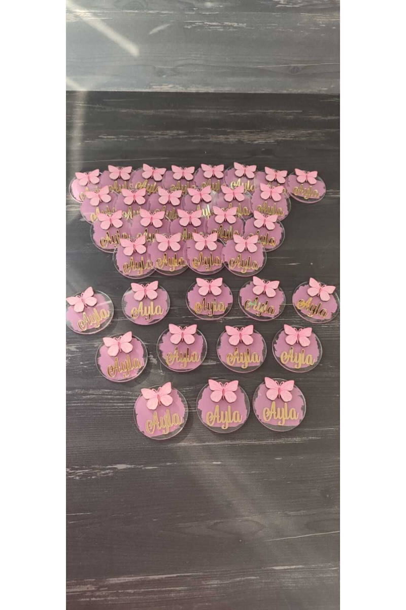 Pleksi̇ Pembe Kelebek Magnet 20adet