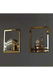 Şıkşok Mescid-i Aksa Mescid-i Haram & Mescid-i Nebevi Kare 3'lü Set Islami Dekor