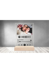 Spotify Kişiye Özel Pleksi Fotoğraf Ahşap Standlı | Sevgiliye Özel Hediye