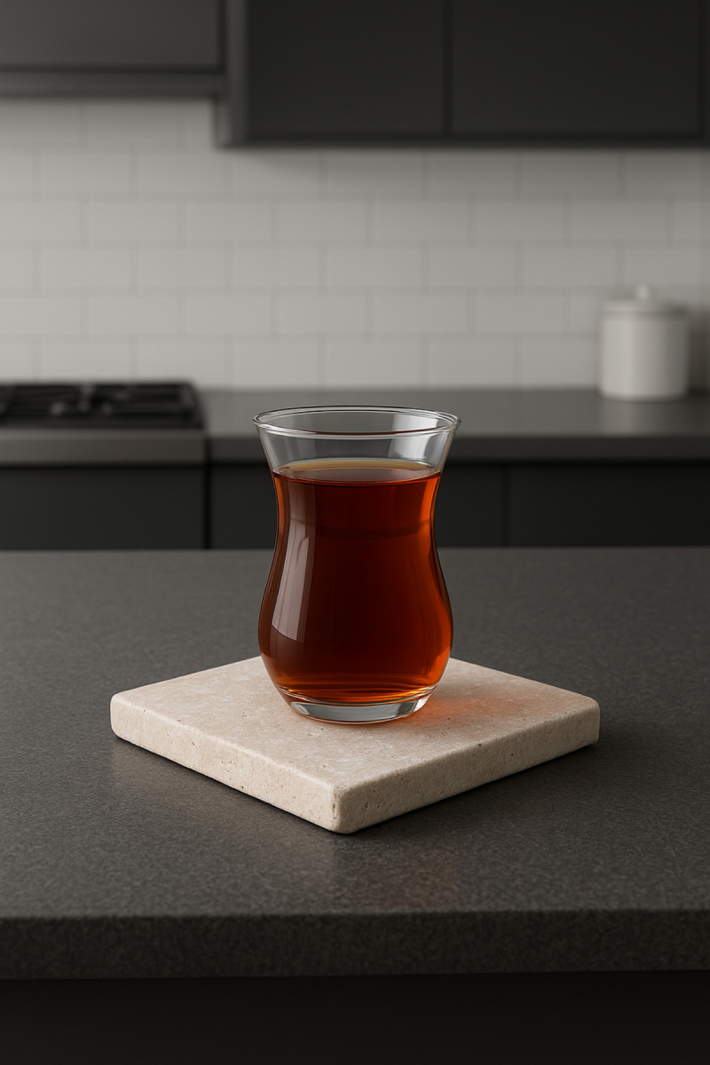 Treverten Bardak Altlığı Doğal Mermer 4 Adet 10 X 10 Çay Kahve İçecek Bardak Altlığı