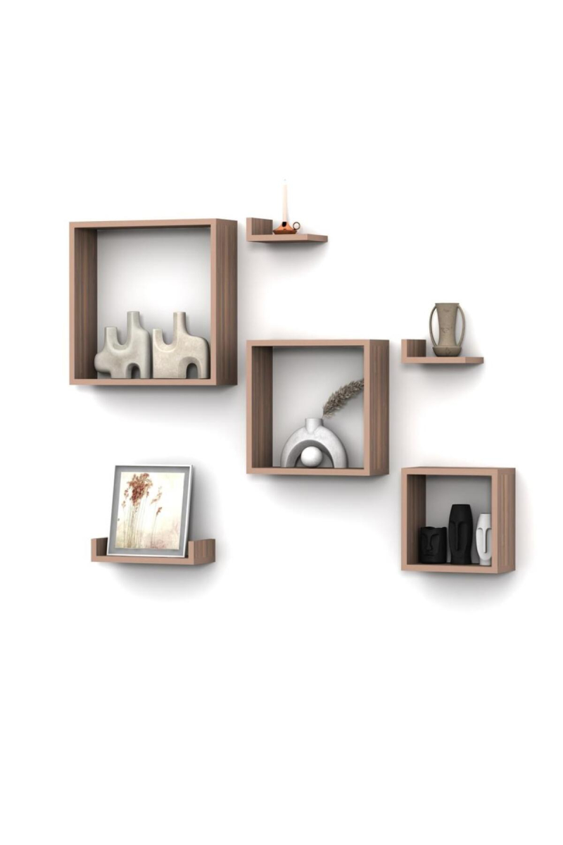 TURKO  DUVAR RAF SET HARELİ CEVİZ (MAT)