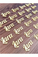 Tek isim koruma jelatinli Pleksi Isim Etiket 4cm Isimli Gold Gümüş - 25 Adet